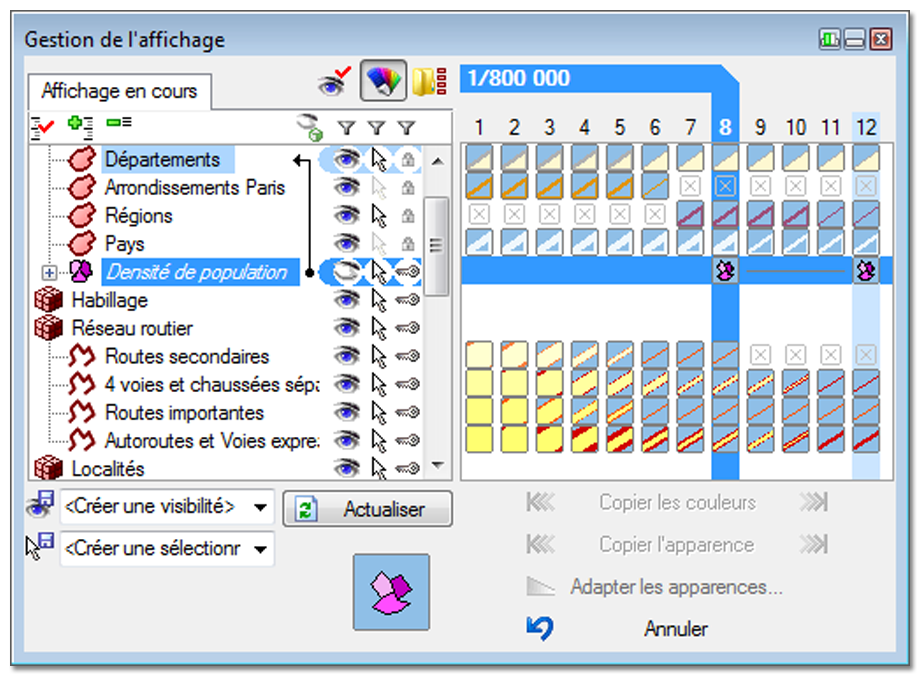 Toutes les fonctions standard du SIG sont exploitables pour organiser les données